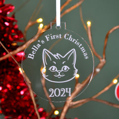Personalised Cat First Christmas Bauble
