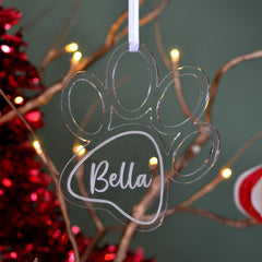 Personalised Dog Paw Print Christmas Bauble