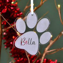 Personalised Paw Print Christmas Bauble