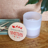 Personalised Christmas Candle with Bamboo Lid Reindeer Print