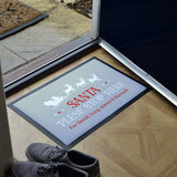 Personalised Santa Stop Here Doormat in Red or Grey