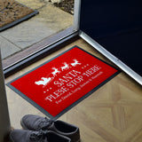 Personalised Santa Stop Here Doormat in Red or Grey