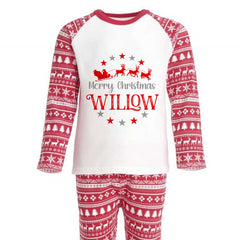 Personalised Christmas Pyjamas for Adults and Kids Red and White