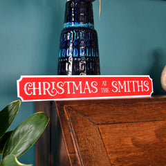 Personalised Christmas Family Sign Red Street Sign Style