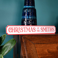 Personalised Christmas Family Sign White Street Sign