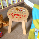 Personalised Christmas Stool with Santa Snowman Penguin and Reindeer