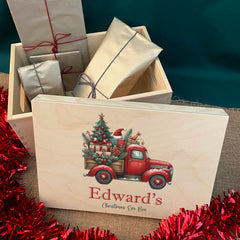 Personalised Christmas Delivery Truck Wooden Christmas Eve Box