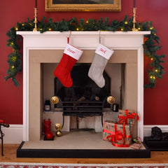 Luxury Personalised Embroidered Knitted Christmas Stockings in Red or Silver