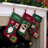 Luxury Personalised Embroidered Vintage Patchwork Style Embroidered Christmas Stocking