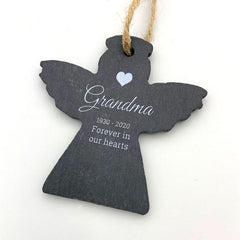 Personalised Memorial Christmas Bauble Angle Slate