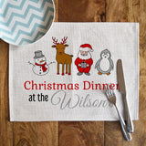 Personalised Christmas Placemat Linen Family Name