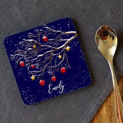 Personalised Winter Tree Christmas Coaster