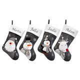 Luxury Deluxe Dark Grey Personalised Embroidered Christmas Stocking Santa / Snowman / Reindeer