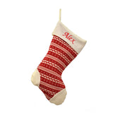 Personalised Embroidered Luxury Nordic Pattern Knitted Christmas Stocking