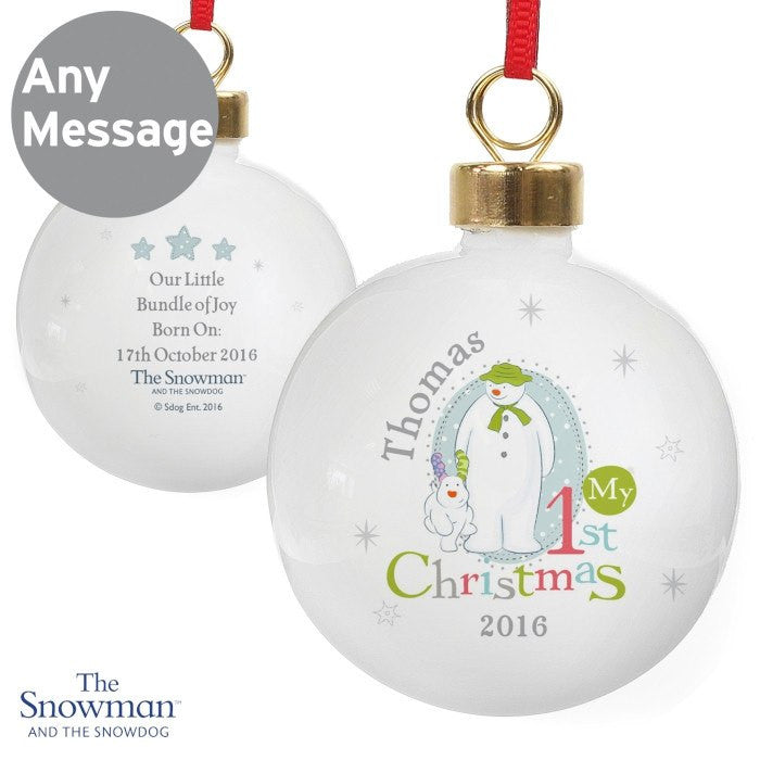 The Snowman and the Snowdog My 1st Christmas Personalised Bauble - Personalised Christmas