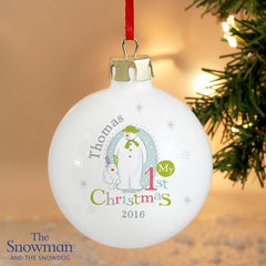 The Snowman and the Snowdog My 1st Christmas Personalised Bauble - Personalised Christmas