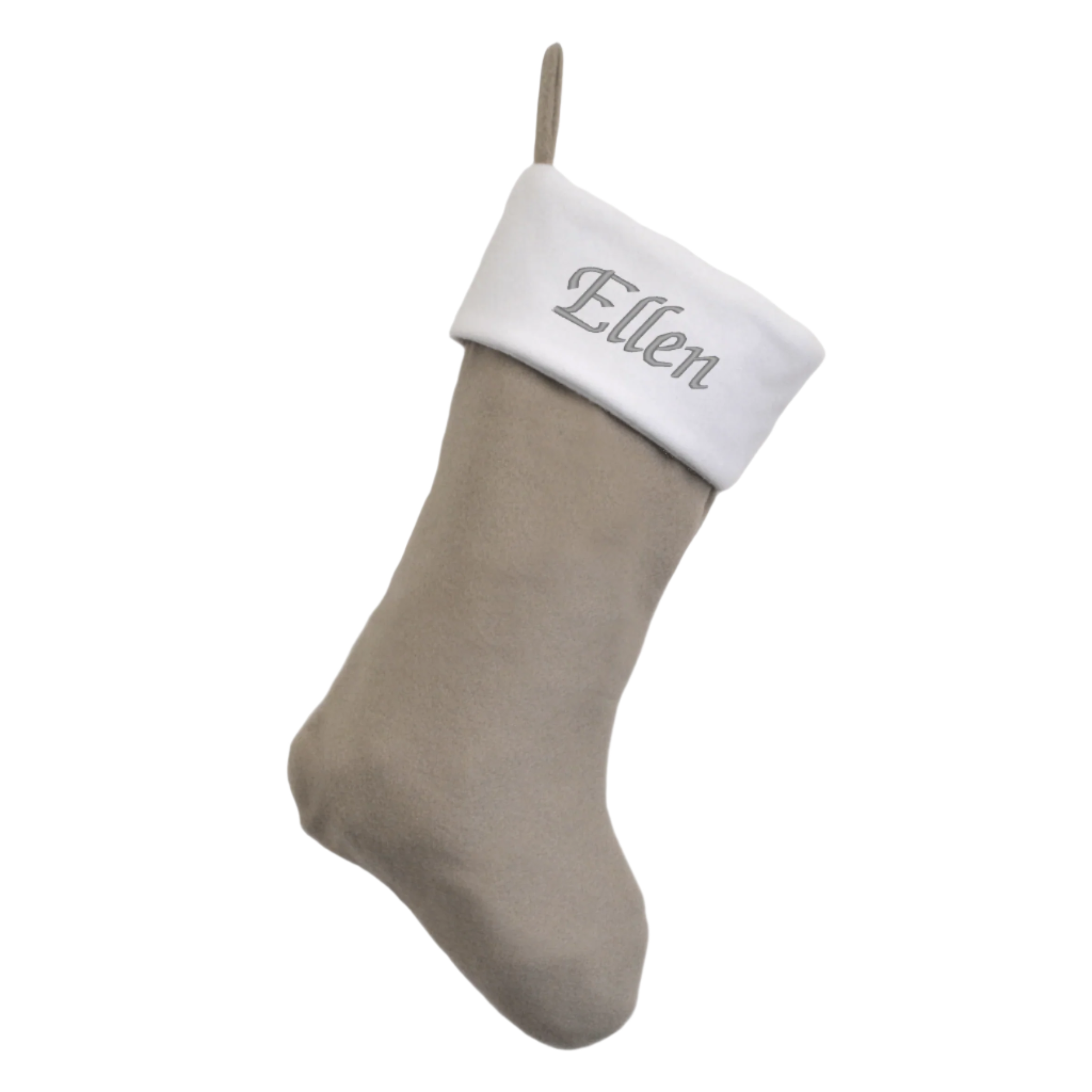 grey personalised christmas stocking