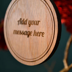Luxury Personalised Christmas Bauble Solid Oak Any Message