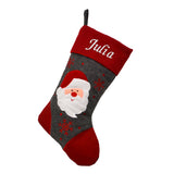 personalised grey stocking with santa