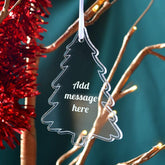 Personalised Engraved Acrylic Tree Shape Christmas Bauble Message