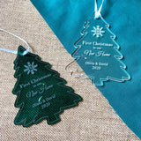 Personalised Green or White First Christmas in our New Home Bauble