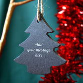 Personalised Engraved Slate Christmas Tree Bauble Any Message