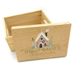 Personalised Christmas Decoration Storage Box Pink Cottage