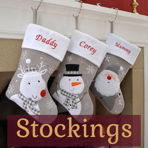 Personalised Xmas stockings hanging up