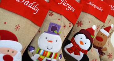 Personalization Universe Classic Elegance Personalized Christmas Stockings With Gold Braided Trim - Custom Embroidery, Name Or Mongram, 100% Polyester, 19.5" Long - Holiday Decor Or Gift - Burgundy