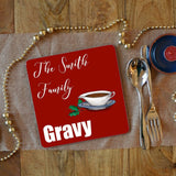 A personalised Christmas Dinner gravy placemat 