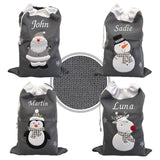 Personalised Luxury Deluxe Embroidered Dark Grey Knitted Santa Sack - Santa, Snowman, Penguin & Reindeer