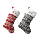 Personalised Nordic Christmas stockings in grey and red