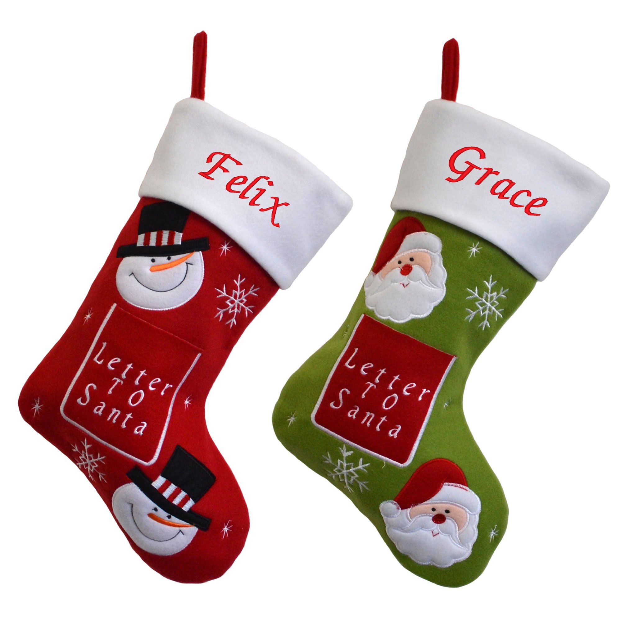 Luxury Deluxe Personalised Embroidered Christmas Letter 2 Santa Xmas Stocking - Personalised Christmas