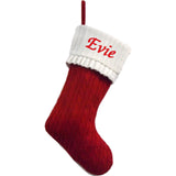 Luxury Personalised Embroidered Christmas Knitted Red/White Xmas Stocking