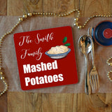 a personalised christmas placemat for mashed potatoes
