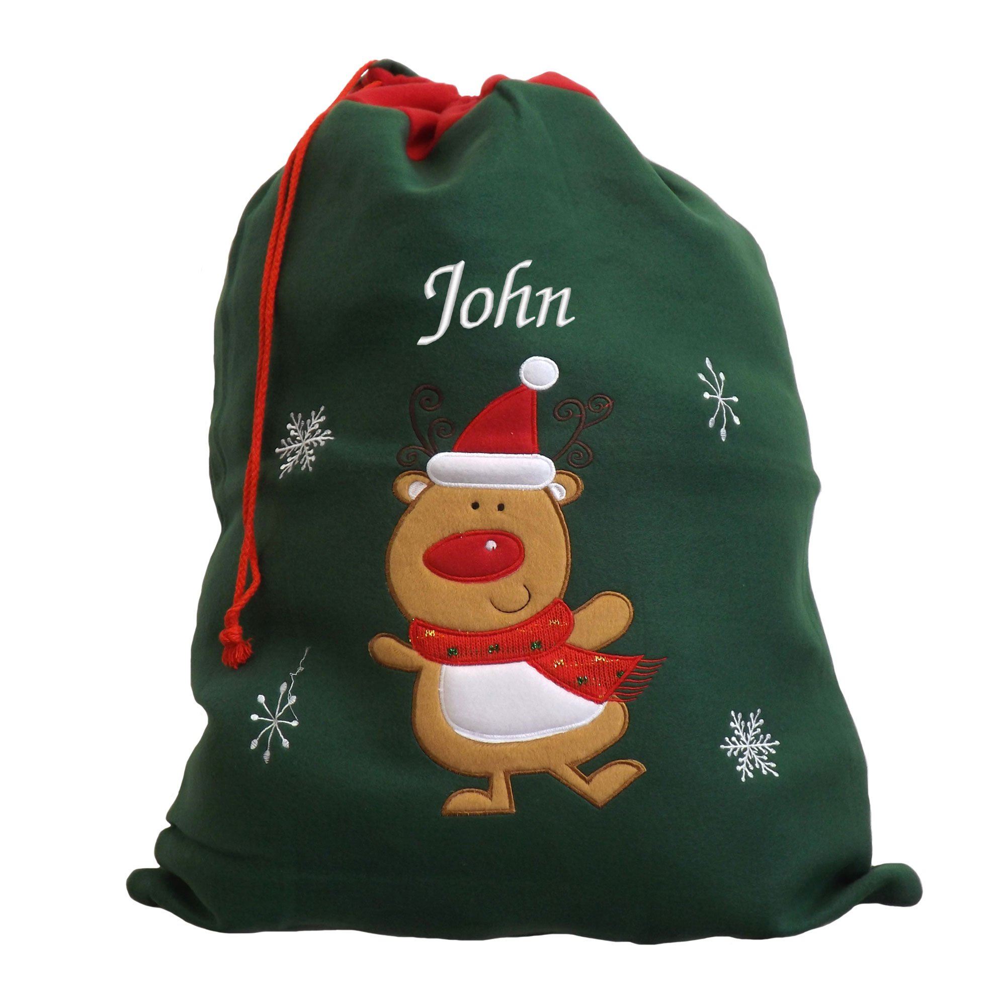 Personalised Embroidered Christmas Stocking - Luxury Santa Sack, Felt Snowman Design, Customisable Kids Xmas Gift
