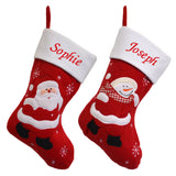Luxury Deluxe Personalised Embroidered Christmas Classic Santa / Snowman Xmas Stocking