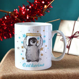 Personalised Penguin Merry Christmas Mug