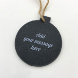 Personalised Engraved Round Slate Bauble Rustic Any Message