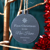 Personalised First Christmas in our New Home Slate Bauble