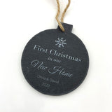 Personalised First Christmas in our New Home Slate Bauble