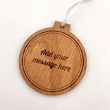 Luxury Personalised Christmas Bauble Solid Oak Any Message