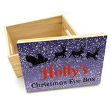Personalised Christmas Eve Box Wooden Full Colour Lid Santa Sleigh and Reindeer