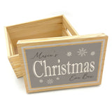 Personalised Silver Christmas Eve Box Wooden Colour Print Snowflake