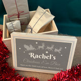 Personalised Silver Santa Sleigh Christmas Eve Box Wooden Colour Print