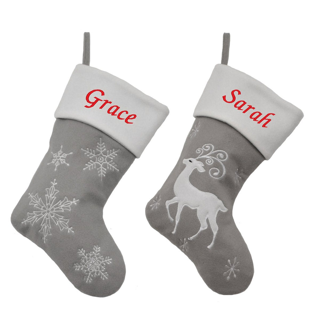 Luxury Personalised Embroidered White and Silver Christmas
