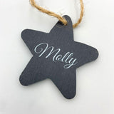 Personalised Engraved Name Slate Star Christmas Bauble