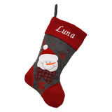 personalised grey stocking with snowman