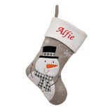Luxury Deluxe Silver Personalised Embroidered Christmas Stocking Santa / Snowman / Reindeer