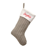 grey personalised knitted christmas stocking